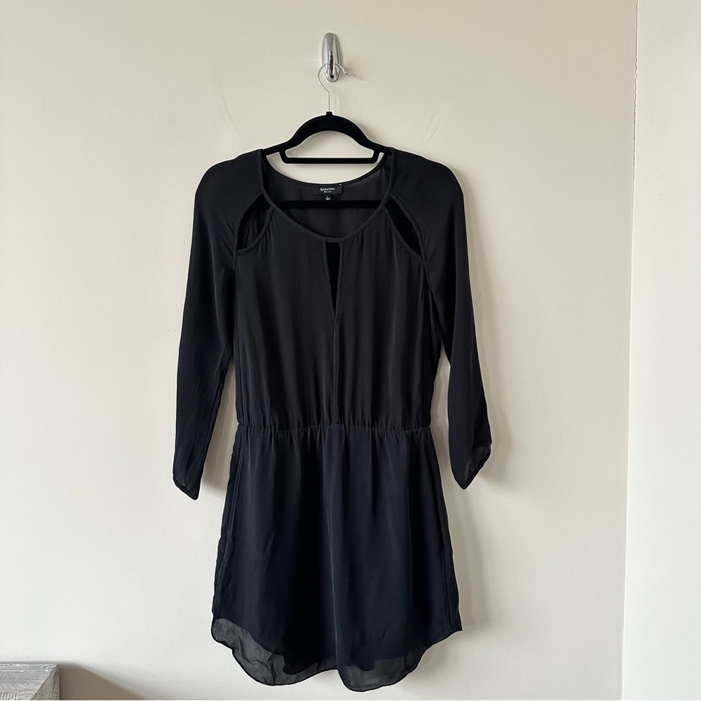 Babaton-100% Silk Cut Out Top Midi Dress (Size:Small)